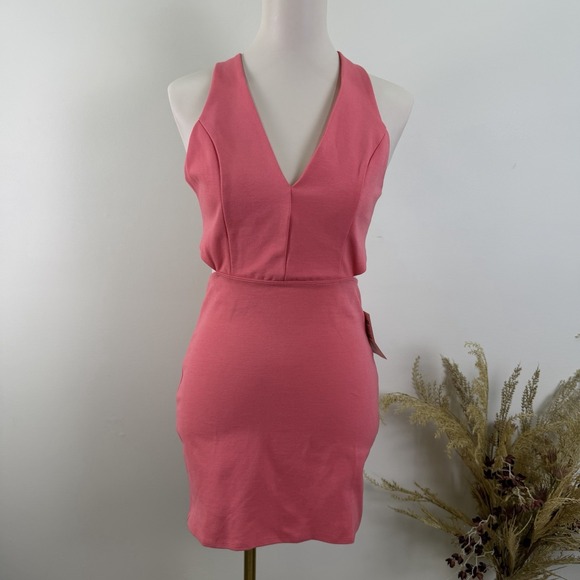Blue Blush Dresses & Skirts - Blue Blush Size M Pink Bodycon V Neck Knit Cutout Back Mini Dress